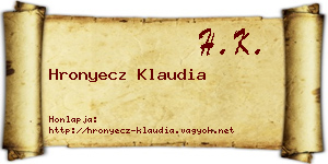 Hronyecz Klaudia névjegykártya
